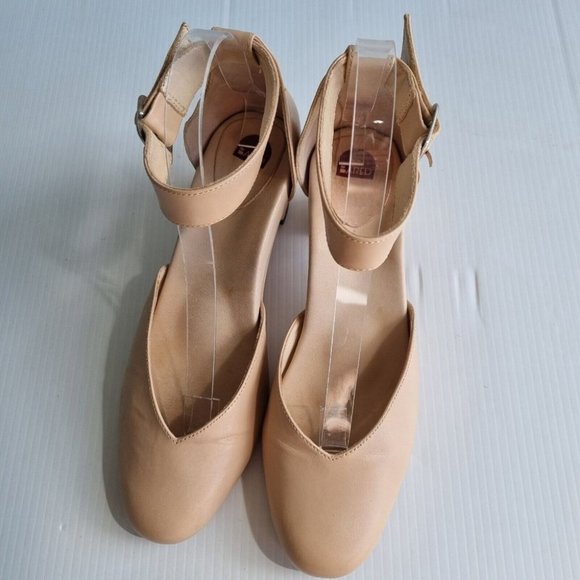 Bared Footwear Nude Leather Round Toe Block Heel Shoes Size 38 - Picture 3 of 13